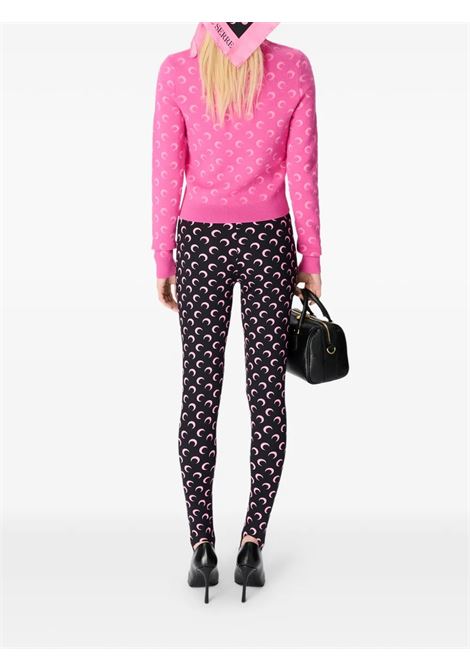 moon jacquard knit fitted crewneck sweater woman pink MARINE SERRE | WTK014BCKNI0530PK30